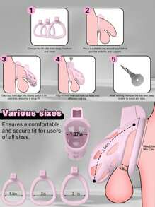 1pc Male Chastity Cage, Large Chastity Device With 3 Sizes Rings And Invisible Lock For Penis Exercise Bondage Gear & Accessories Lightweight Adult Sex Toys Penis Cock Ring Sex Toys Sex Games Sex Toys Penis Ring Sex Toys Strap On Penis Sex Toys SM Product(Pink)