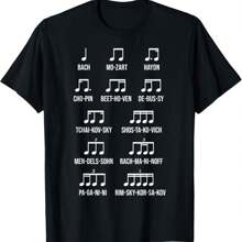 Composer Rhythm Music Gift Bach Mozart Beethoven Chopin T-Shirt - Black - View 1