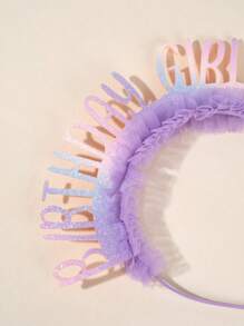 1pc Girls Happy Birthday Headband For Birthday Party Hairband Shining Glitter Pink Hairband Hair Accessories For Party Holiday