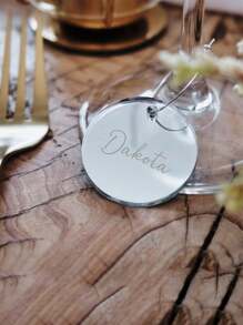 20 件个性化婚礼亚克力标签、刻字名称徽标、礼品标签、巧克力礼品、礼品标签、圆形镜子标签、保存日期标签