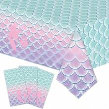 1pc Mermaid Party Tablecloth Set, Mermaid Scale Design Disposable Tablecloth For Birthday, Banquet, Holiday, Party And More - Multicolor - View 12