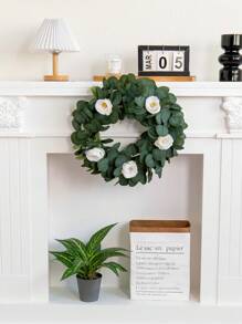 1 件 16 英寸人造桉树叶玫瑰环 | 多功能悬挂植物适用于春季家居装饰、门廊、农舍、户外庭院、节日派对、婚礼装饰、餐桌装饰、餐桌中心装饰、桌藤、蜡烛花环、宴会、约会、派对、婚礼 - 彩色 - 查看 9