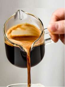 1 件带刻度的双口玻璃量杯、带手柄的双嘴玻璃咖啡杯、浓缩咖啡小杯、双嘴量杯、浓缩咖啡杯、牛奶杯、酱汁杯、V 口咖啡杯、带手柄的咖啡杯、咖啡杯 - 無色 - 查看 3