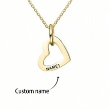 Personalized Stainless Steel Engraved 1-4 Pcs Name Necklace Custom Name Multilayer Heart Pendant Necklace Charm Women's Name Plate Jewelry Holiday Ornament Gifts For Girlfriend,Valentine's Day Gifts Birthday Gifts Mother's Day Gifts