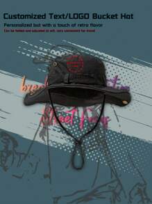 1pc Customized Drawstring Text/LOGO Unisex Summer Outdoor Casual Breathable Adjustable Bucket Hat, Summer Western Cowboy Hat Suitable For Outdoor, Mountaineering, Traveling, Hiking, Fishing, Best Choice For Gifts - Customized Pattern - View 13