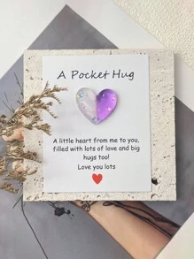 小型爱心口袋拥抱卡，特别的生日、婚礼派对、情人节礼物，隔离礼物，拥抱信物，想想你的礼物，可爱的树脂动物装饰，带有鼓励的贺卡，家居装饰，房间装饰，奇怪的东西 - 彩色 - 查看 10