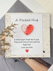 小型爱心口袋拥抱卡，特别的生日、婚礼派对、情人节礼物，隔离礼物，拥抱信物，想想你的礼物，可爱的树脂动物装饰，带有鼓励的贺卡，家居装饰，房间装饰，奇怪的东西 - 彩色 - 查看 9