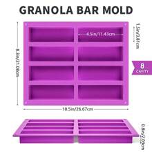 8 Cavity Granola Bar Mold, Rectangle Silicone Chocolate Mold Candy Bar Mold For Baking Cereal Energy Bar, Protein Bar, Brownie, Cheesecake