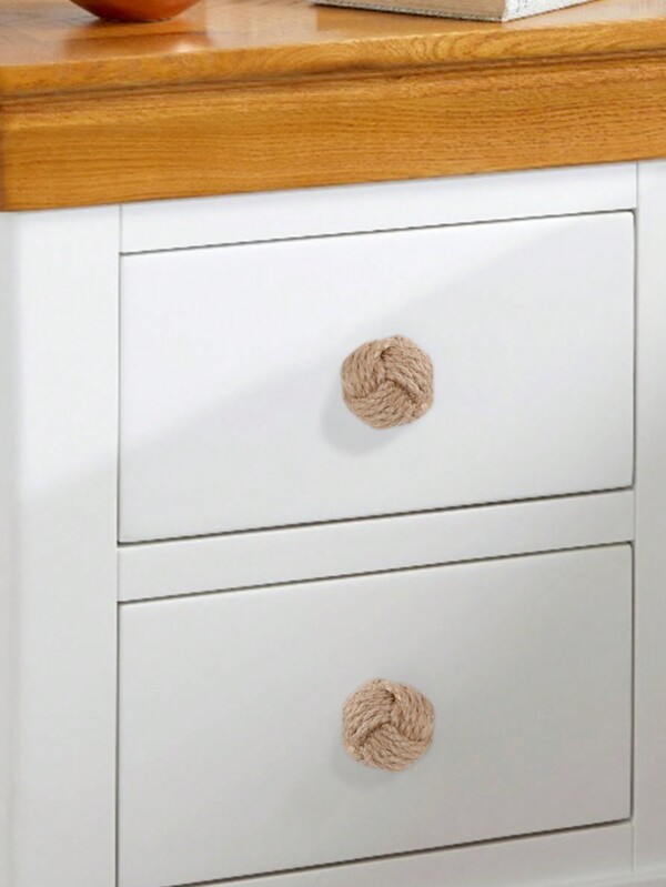 2/8 Pcs Cabinet Knot Rope Knob/Jute Door Knobs Beach Seaside Home Decor Gift Item For Kitchen Livingroon Office Wardrobe Drawers, Home Decor
