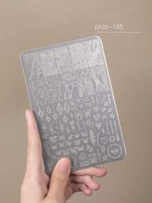 1 pieza Placa para estampado de uñas, diseño de patrón de estilo chino retro, plantillas para estampado de uñas, diseño de esmalte de uñas en gel - Herramienta de estampado de acero inoxidable, para arte de uñas DIY en el salón del hogar