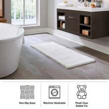 21x34 Small Faux Fur Bath Mat For Hallway Or Kitchen, Machine Washable Nonslip Rug, (Silver) Home Bathroom Decor Floor Carpet Outdoor Rug Door Mat Summer