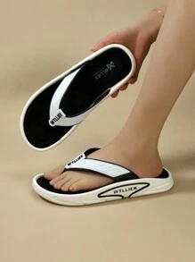 New Style Flip Flops Men's Summer Outdoor Non-Slip Flip Flops Beach Sandals Youth Slippers Men - Black - View 5