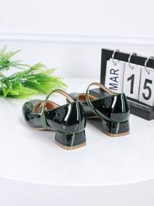 Plain Color Minimalist Casual Children Fashion Shiny High Heel Shoes