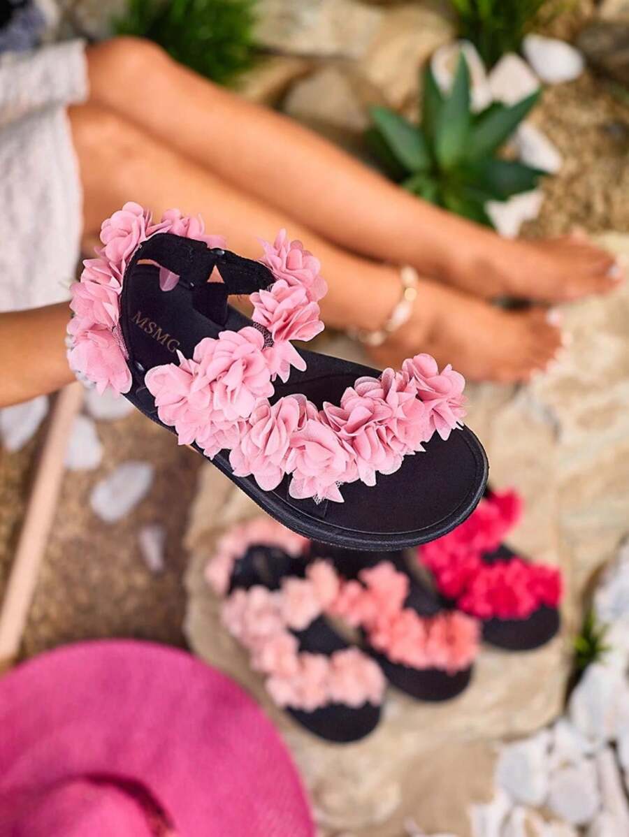 Sandalias de mujer con flores Royalfashion Alferroy, sandalias de verano elegantes para mujeres - Púrpura claro - Ver 1
