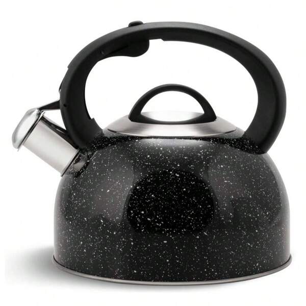 Uma chaleira de apito de aço inoxidável de grande capacidade de 2,0L com fundo plano e chaleira de apito espessada. Pode ser usada para ferver água em fogões de indução e fogões a gás. Possui alça anti-escaldante. É um must-have para cozinhas domésticas. É um auxiliar de cozinha. Possui um design elegante e é fácil de limpar, material de alta qualidade e ferramenta de cozinha multifuncional.