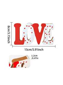 Valentine's Day Wooden Love Sign Decor, LOVE Romantic Table Top Decor Romantic Table Red Sign, Wood Love Letters Home Table Decorations For Farmhouse Shelf Fireplace Wedding Anniversary Home Party Decoration