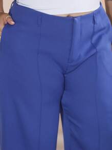 Plus Size Wide Leg Pants Tailored Fabric New Fashion - Màu xanh hải quân - Xem 7