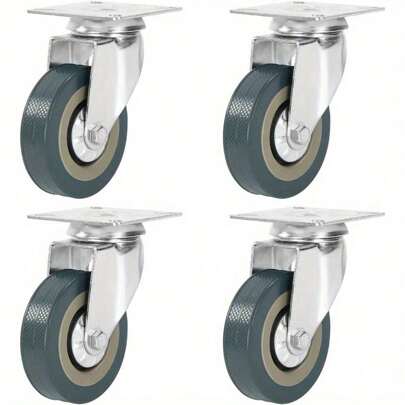 Moving Caster Wheels 360KG Rubber Heavy Duty Swivel Wheels For Trolley Furniture(4 Without Brake)