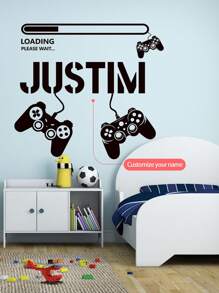 1pc Black Gamepad Cartoon Wall Sticker, Customizable Text Wall Decal, Create Your Own Personalized Space In Bedroom, Living Room, Study, Gaming Room, PVC Removable,Multi-Functional,Adjustable,Durable,Ornamental,Reusable,Exquisite,Adorable,High-Quality,Modern,Colorful,Cute,Comfortable,Stylish,Custom,Personalized,Unique,Ideal Gifts For Him,Ideal Gifts For Her,Boyfriend,Girlfriend,Dad,Mom,Family,Friends,Son,Daughter,Office,Tea Room,School,Home,Home Refresh - Black - View 4