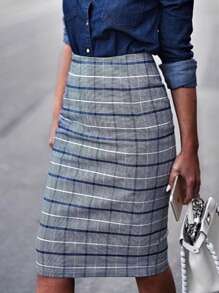 Fashionable Casual, Vacation Chic, Lightweight, Elegant Women's Versatile Slim-Fit Outdoor, Homewear, Travel, Work Skirt - New Checkered Printed Skirt, Spring/Summer