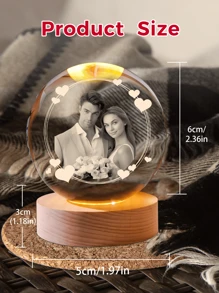 1pc Personalized Photo 3d Crystal Ball With Luminous Wooden Base, Customized 3d Holographic Photo Etched Inside The Crystal, With Your Own Photo,Customized Photo Crystal Ball Night Light(Suitable For Birthday, Wedding Gift, Memorial, Mother's Day, Valentine's, Christmas, Personalized,Family Gathering,Friends, Colleagues, Classmates And Teachers)With USB 7 Color Changing Light Base Gifts Graduation,Multi-Functional, Ornamental,Reusable,Exquisite,Stylish,High-Quality,Colorful,Modern,Custom,Personalized,Unique,Ideal Gifts For Him,Ideal Gifts For Her,Boyfriend,Dad,Girlfriend,Mom,Family,Friends,Tea Room,Home,Garden,Office,For Anniversaries,For Valentine's Day,For Mother's Day,For Birthdays,For Father's Day,For Graduation,For Weddings,For Housewarming,Slow Summer Living,Office Decor,Elegant Living - Multicolor - View 5