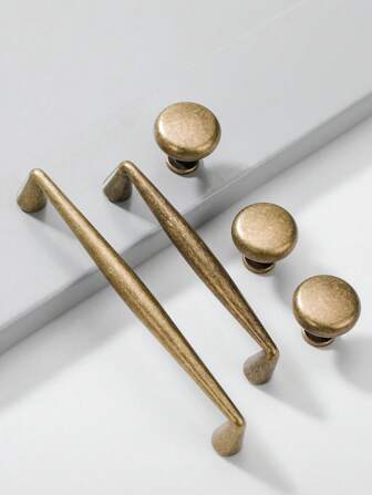 2pcs Retro Cabinet Drawer Pulls Handles, Antique Bronze Simple French Chic Handles For Cabinets, Wardrobes Or Furniture
