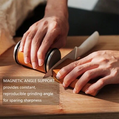 Rhinestone Knife Sharpener Set With Magnetic Angle - Straight Edge Manual Rolling Sharpener, Designed With Industrial Rhinestone, Non Electric Kitchen Supplies