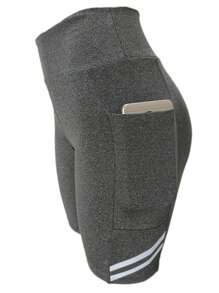 Gym Cycling Shorts With Deep Pockets - Grey Blend - View 1