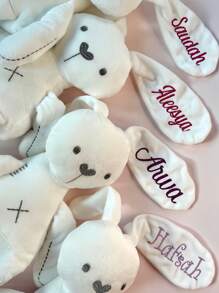 1 Boneka Plush Bordir Teks Kustom, Telinga Kelinci Bisa Dibordir Tanggal Lahir atau Nama, Boneka Kelinci Menenangkan, Hadiah Hari Valentine, Hadiah Tahun Baru, Hadiah Baby Shower, Hadiah untuk Ibu Baru, Hadiah Ulang Tahun, Bunny Dukungan Emosional - Putih - View 3