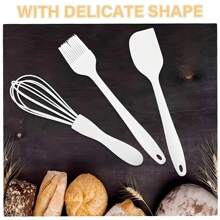 1件/4件套硅胶烹饪用具 - 不粘耐热厨具，包括蛋糕铲、食物夹、打蛋器和油刷