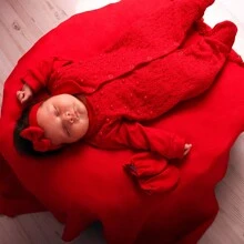 Pink Lace Maternity Outfit For Girls With Pearls Long Sleeve Luxury 4 Pieces Baby Clothes - 紅色 - 查看 4