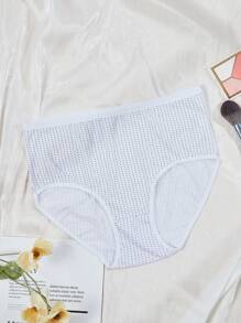 5pcs/Pack Women Plus Size High Waist Polka Dot Print Comfortable Underwear - Multicolor - View 3