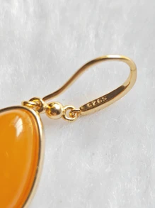 天然波罗的海琥珀吊坠水滴耳环银色优雅的琥珀宝石精美珠宝复古化石树脂平静与和平石配饰能量礼物