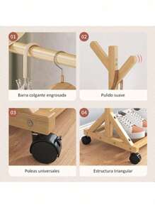 Multifuncional Perchero De Pie Con Ruedas Para El Hogar 80cm