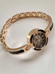 1pc Elegant Petite Silver & White Dial Women Quartz Analog Watch, Suitable For Students/Adults/Gifts/Parties/Ladies - Rose Gold - View 4