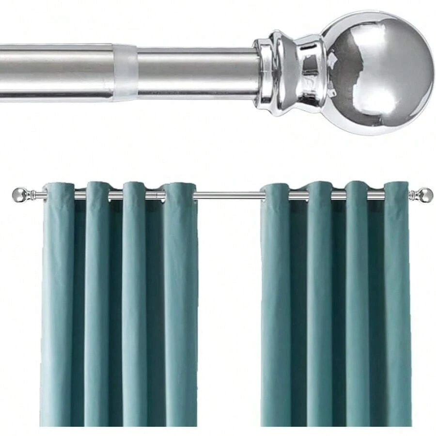 Silver Curtain Rods - Adjustable Curtain Rods For Windows 32 To 52 Inch ...