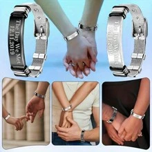 定制雕刻不锈钢男士袖扣和手链套装 - 可调节、防水休闲配饰，适合爸爸、丈夫、男朋友 - 生日、圣诞节、父亲节、个性化、独特礼物创意、特殊场合的完美礼物 - 彩色 - 查看 8