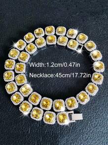 1 pieza Pulsera y collar de estilo cuadrado de vidrio de 12 mm de hombre al estilo europeo y americano, cadena de azúcar de piedra estilo hip-hop, accesorios de hombre, regalo de Año Nuevo, regalo del Día de San Valentín, regalo para mamá, madre, Día de la Madre