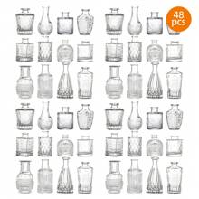 Superlele 12/24/30/48pcs Bud Vases, Small Vase For Flowers, Clear Glass Vase For Home Decor, Wedding Decorations, Clear Flower Vases For Centerpieces, Vintage Vase For House Decor