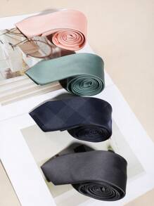 1 件男士简约领带，适合休闲外出、商务、通勤、派对 - 淨色 - 查看 3