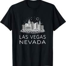 Las Vegas Nevada Downtown City Skyline Souvenir Sketch Art T-Shirt.Jpg