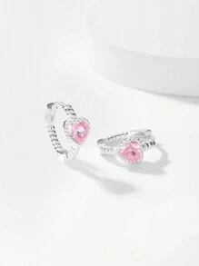 1 Pair Elegant 925 Silver Material Heart Shaped Hoop Earrings, Fashion Accessories, Gifts For Women, Holidays, Valentine's Day