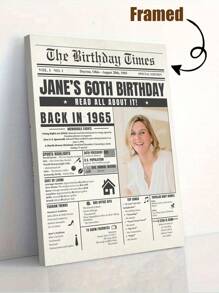 Năm sinh nhật tùy chỉnh của bạn, Poster vải bạt sinh nhật, Quay lại năm 1965, Biển báo in báo, Tên và ảnh in cá nhân, Cho tiệc sinh nhật, Họp mặt gia đình, Quà tặng cho bạn bè và gia đình - Màu be - Xem 4