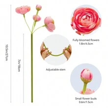 VIKINGS PANDA 24 Pcs Ranunculus Artificial Flowers Bulk 10.5", Mini Faux Silk Ranunculus With Stem, Fake Flowers For Home Decor Indoor Wedding Bouquets Centerpieces (Coral) - Coral - 查看 2