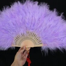 Marabou Large Artificial Feather Fan, Great For Party, Wedding, Halloween Costume, Christmas Tree, DecorationTurkey Feather - Violet Purple - View 2