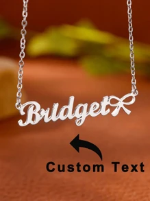 1PC Customized Stainless Steel Nameplate Necklace, Pendant Necklaces Stainless Steel Baby Jewelry Personalize Name Choker Girls Necklace Kids Children Numbers Boy Custom Silver/Gold Color, Fashion, Vintage, Casual, Simple Customization Everyday Wear, Birthday, Mother's Day