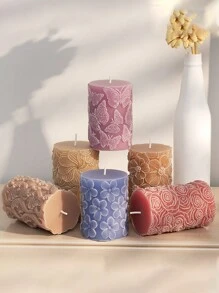 1 Khuôn nến silicon hình trụ chạm khắc, Khuôn nến họa tiết hoa bằng nhựa Epoxy pha lê tự làm, Trang trí nhà cửa cho ngày lễ tình nhân - trắng - Xem 9