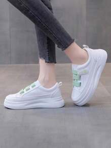 ISPORTE Zapatos de mujer con suela gruesa que mejoran la altura, zapatos deportivos casuales blancos frescos y de moda, zapatos para correr transpirables y resistentes al desgaste - Blanco - Ver 5