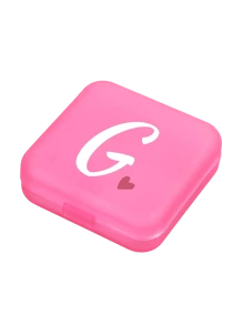 1pc Pink Love White Letter A-Z Pattern Cute And Portable Pill Box, Travel Pill Box, Large Pill Storage Device 4 Times A Day, Large Vitamin Daily Medication Storage Device, Large Pill Container, Medication Dispenser (Pink) - Perfect For Organizing Medication Anytime, Anywhere