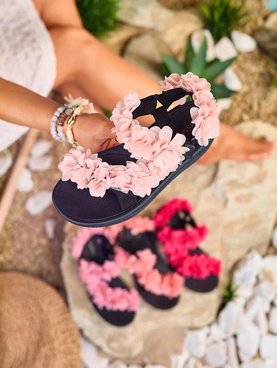 Royalfashion Women's Sandals With Flowers Alferroy Stylish Sandals Summer Sandals For Women - Baby Pink - View 1